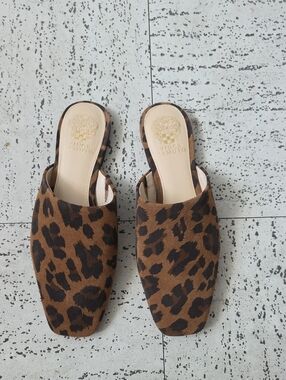 Vince Camuto Leopard-Print Slip-On Mules in Brown and Black